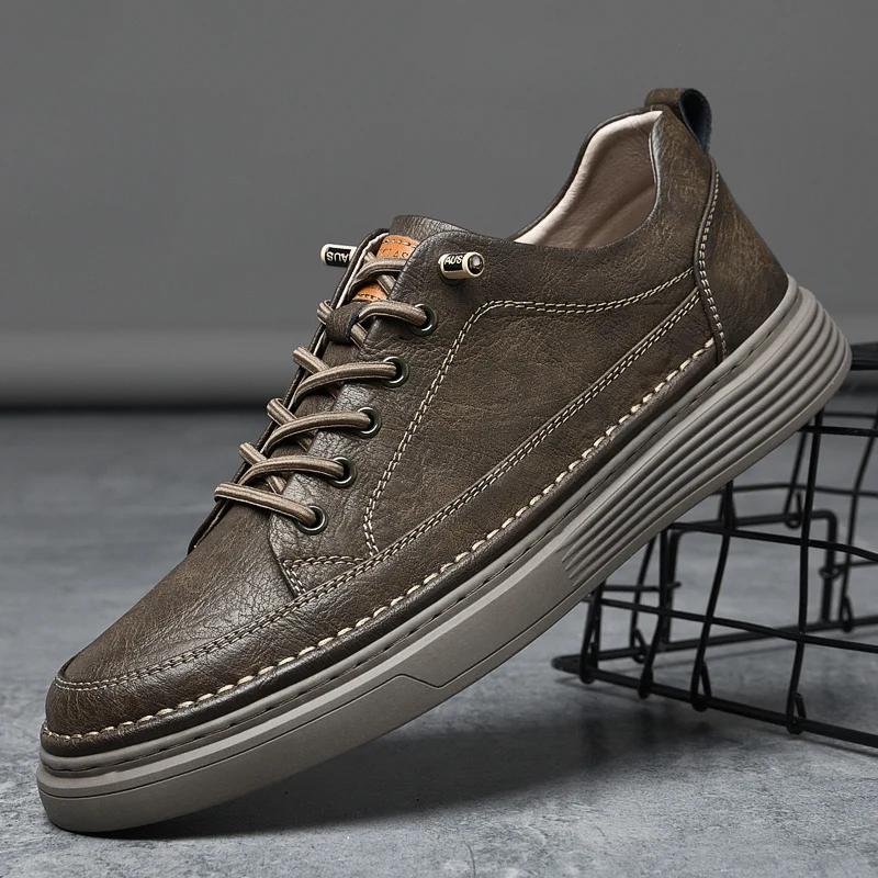 Spring men's high-quality Brown Oxford shoes  Genuine leather casual shoes handmade dress shoes men's large size: 37-47
