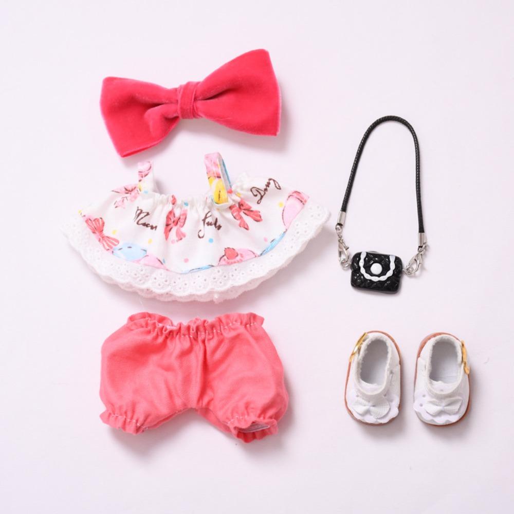 Handmade Sitting Labubu Time Cloth Butterfly 17cm Plush Dolls Clothes  Children Gift