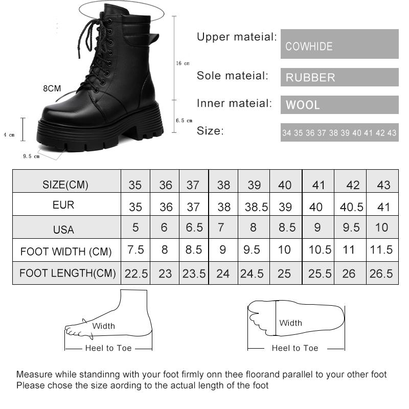 Fashion AIYUQI Women Boots Platform High Heel Genuine Leather Large Size 41 42 Ankle Boots Women Thick Wool Winter Snow Boots Ladies