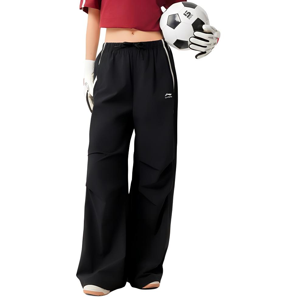 Li Ning Sports Lifestyle-serie Amerikanska Casual Enkla Isilke Snabbtorkande Svala Smala Raka Ben Cargo Byxor Stickade Sportsbyxor AYKV480-2