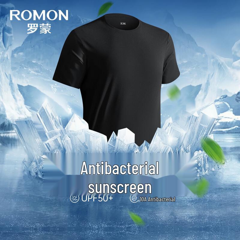ROMON Men s 10A Antibacterial UPF50+ Ice Silk Cooling T-Shirt 5XL