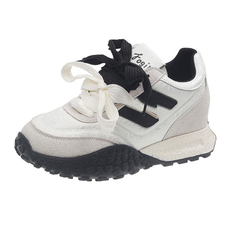 Inner Heightening Platform Forrest Gump Shoes Women's New Running Mountaineering Sports and Leisure Shoes Red and White German Training Shoes Ins