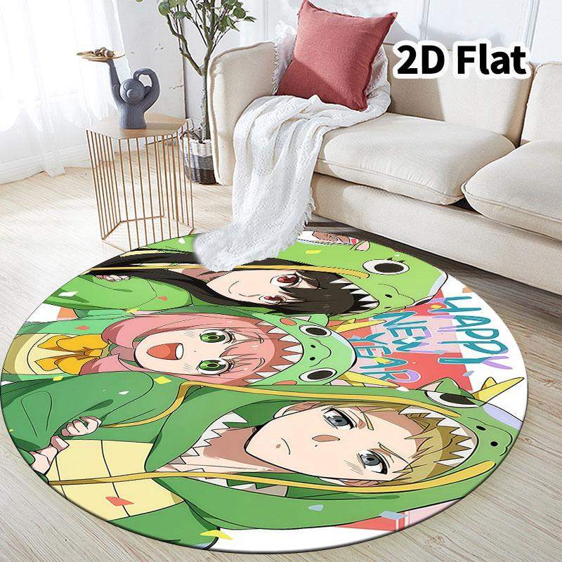 Spy Family Round Area Rug Carpet Rug For Living Room Bedroom Sofa Playroom Decor Nonslip Floor Mat