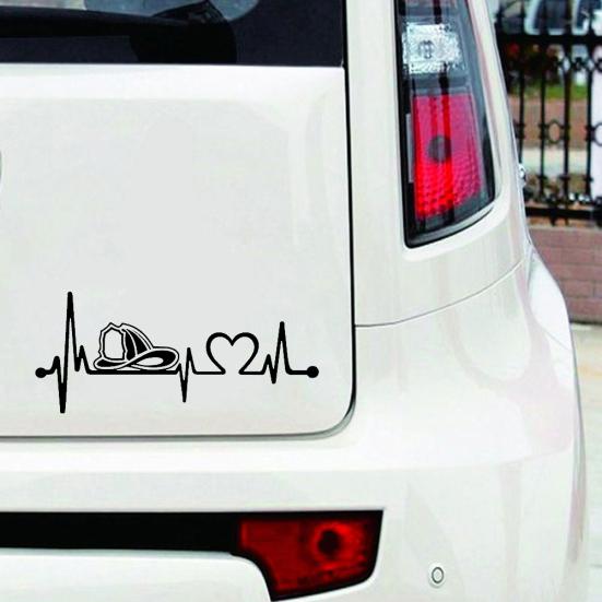 Strażak Heartbeat Lifeline Car Auto Body Zderzak Okno Decor Naklejki Naklejki