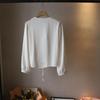 V-neck Puff Sleeve Shirt Waist-cinching Office Ladies Tops Fashion Button Up Blouse  Office