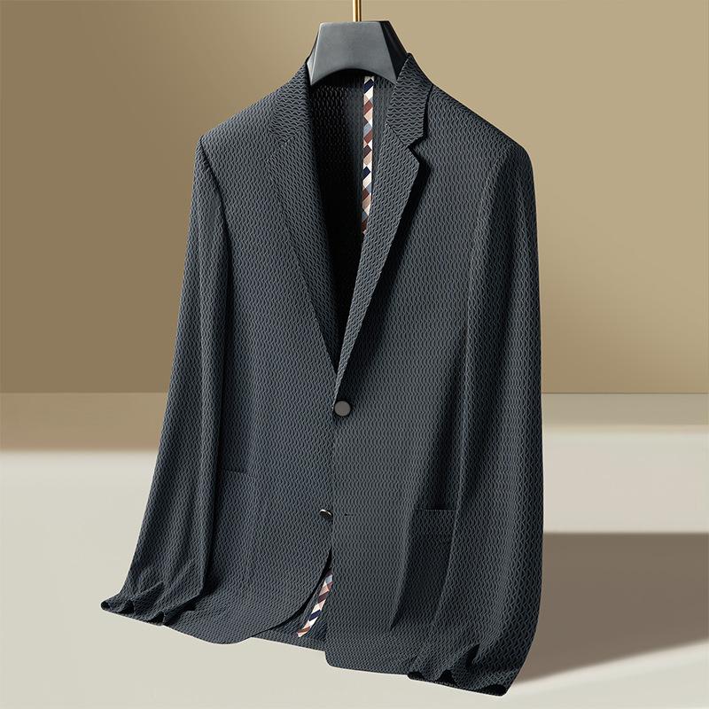 Spring and Summer Men's Sunscreen Versatile Lineless Top Middle-aged Casual Suit Elastic Jacket