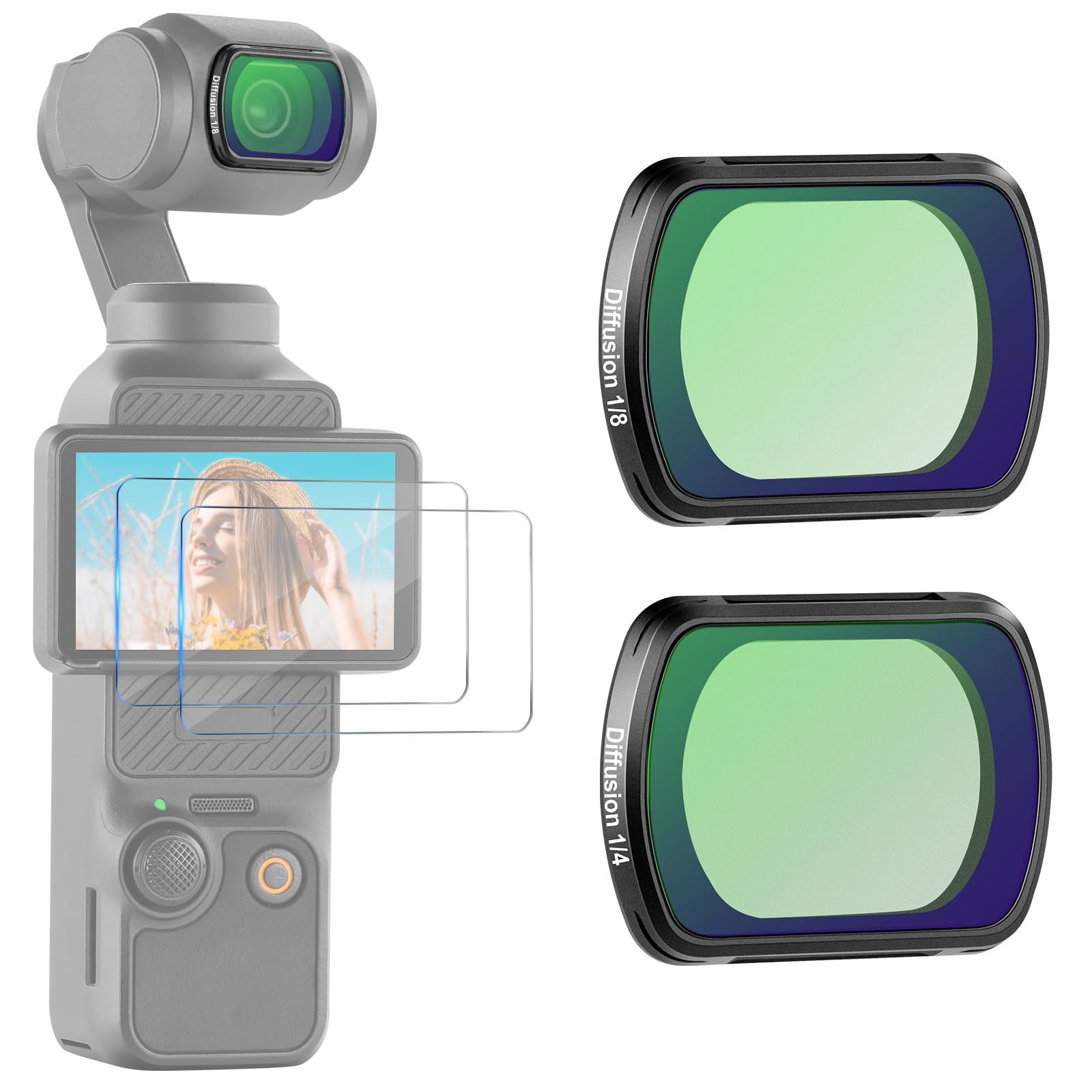 

NEEWER Black Diffusion Filter Compatible with DJI OSMO Pocket Magnetic Softening Easy to Waterproof and Cinematic Optical Glass Camera Lens Action