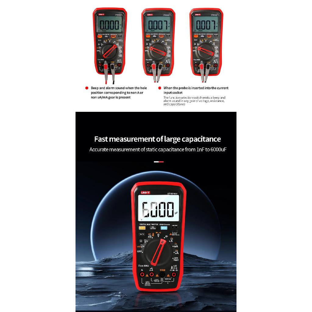 UNI T Professional Digital Multimeter Tester UT15B MAX 1000V AC DC Voltage Meter Capacitor Tester True RMS Electric Multi Meter