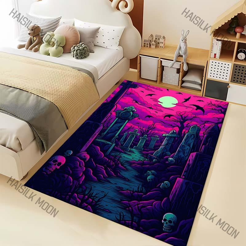 

Halloween Theme Cemetery Pattern Carpet for Living Room Bedroom Bedside Floor Mat Cloakroom Sofa Area Rugs Home Decor 40x60cm