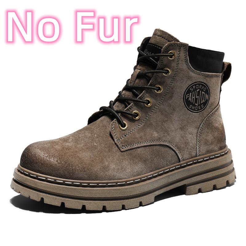 Fashion Lace-Up Men Winter Plush Snow Boots New Stylish Male Shoes High Quality Men's Low Top Boots Leather for Men Motorcycle Boots