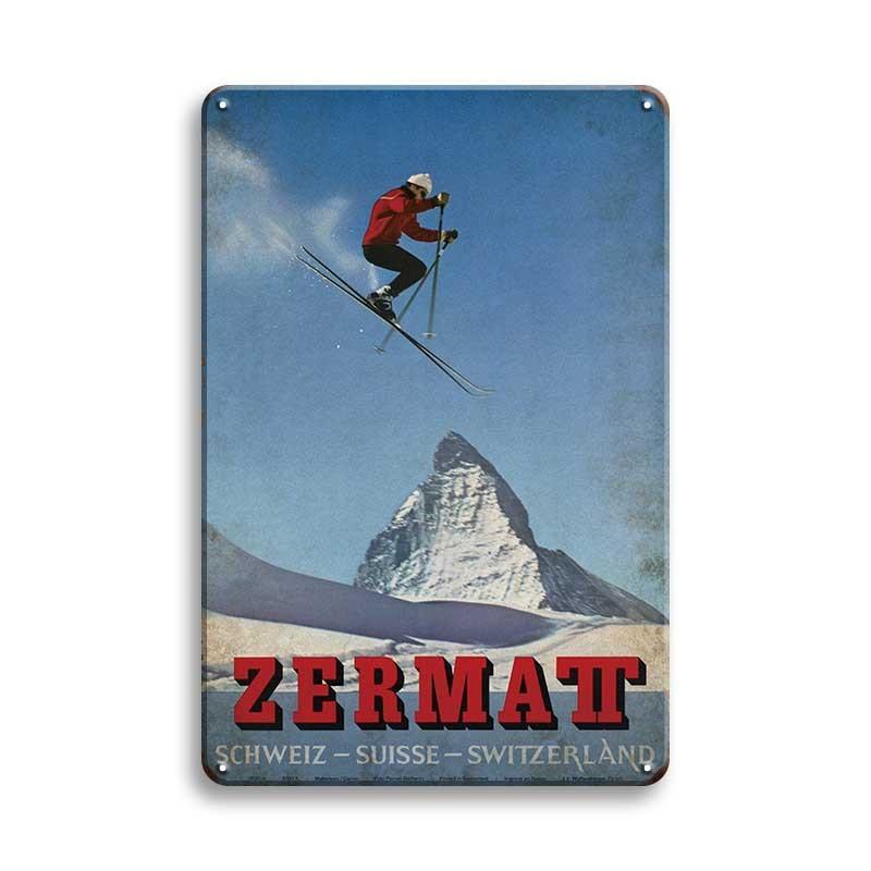 INEED SKIING Sport Vintage Metal Sign Wall Decor Retro Wall Decor Football Running Poster Decorative Tin Plate Wall Iron Plaque