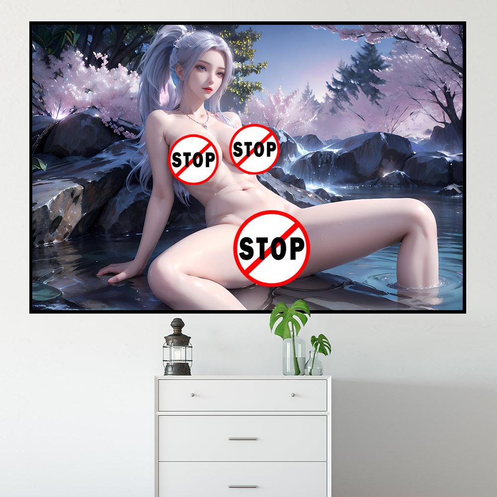 Frumusețe sexy chinezească antică HanYue necenzurat HD artă de perete pânză poster anime BTTH adult 18+ pictură decorare casă