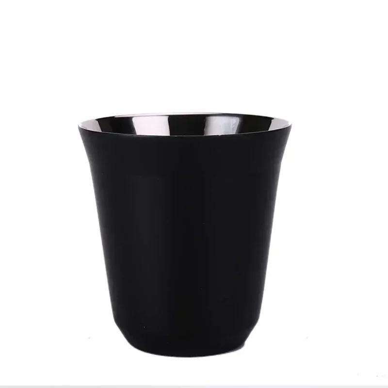 80/160ML Espresso Mugs Stainless Steel Coffee Milk Water Drink Breakfast Cups 304 Insulated Double Wall Dishwasher Safe Texture