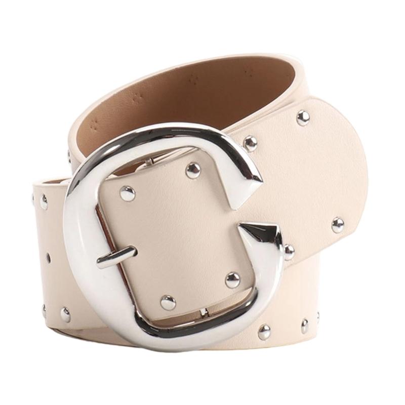 Double Row Rivets Studded Waist Belt PU Leather Waistband Punk Waiststrap Corset Belt for Women Girl Daily Outfit