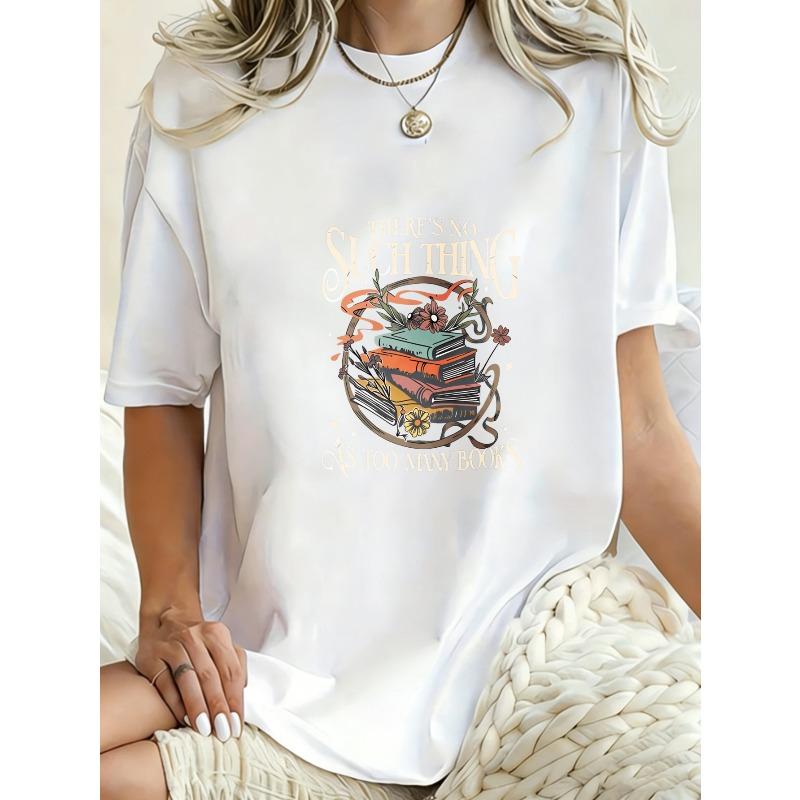 Oversized T Shirt Black There Is No Such Thing As Too Many Books Book Stack Graphic Print Casual Wear For Women Reading Lover Outfit