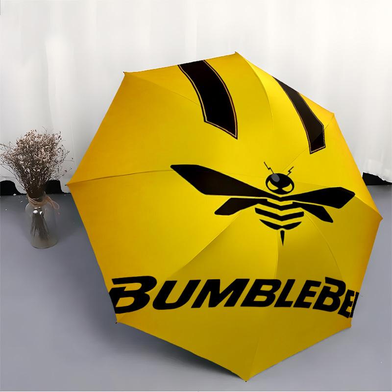 1PC Bumblebee Logo Automatic Open/Close, 8-Rib Durable Frame Compact Travel Umbrella for Men & Women S1222078