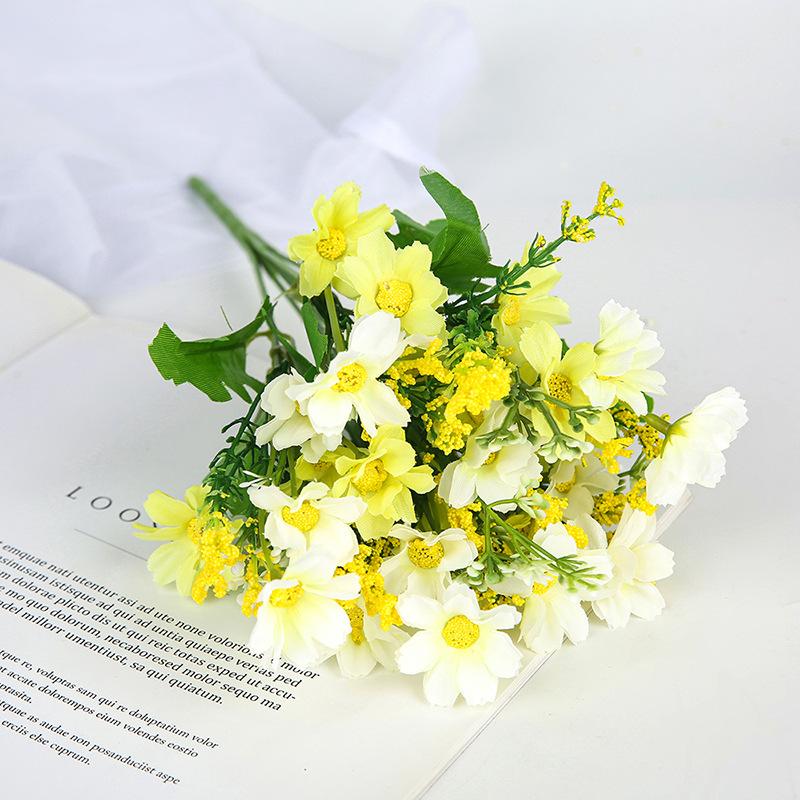 4pcs Simulation Plant Silk Jumping Orchid Chrysanthemum Bouquet Home Decor Fake Flower Hotel Wedding Decoration Small Daisy белый