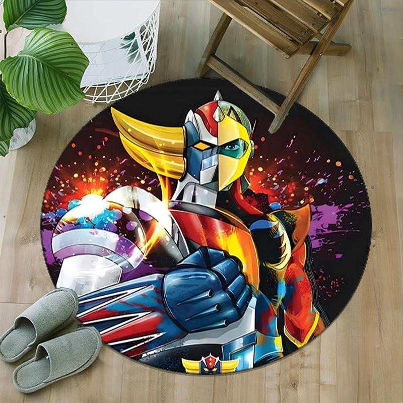 1pc UFO Robot Grendizer5 Print Round Carpet Chair Round Carpet Suitable for Bedroom Living Room Home Decorative Carpet