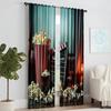 2 Pcs   Versatile Polyester Transparent Curtains for Home Decoration Vintage Home Cinema for Use In Bedrooms and Living Rooms