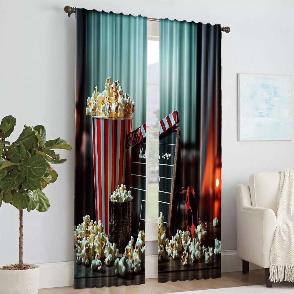 2 Pcs   Versatile Polyester Transparent Curtains for Home Decoration Vintage Home Cinema for Use In Bedrooms and Living Rooms
