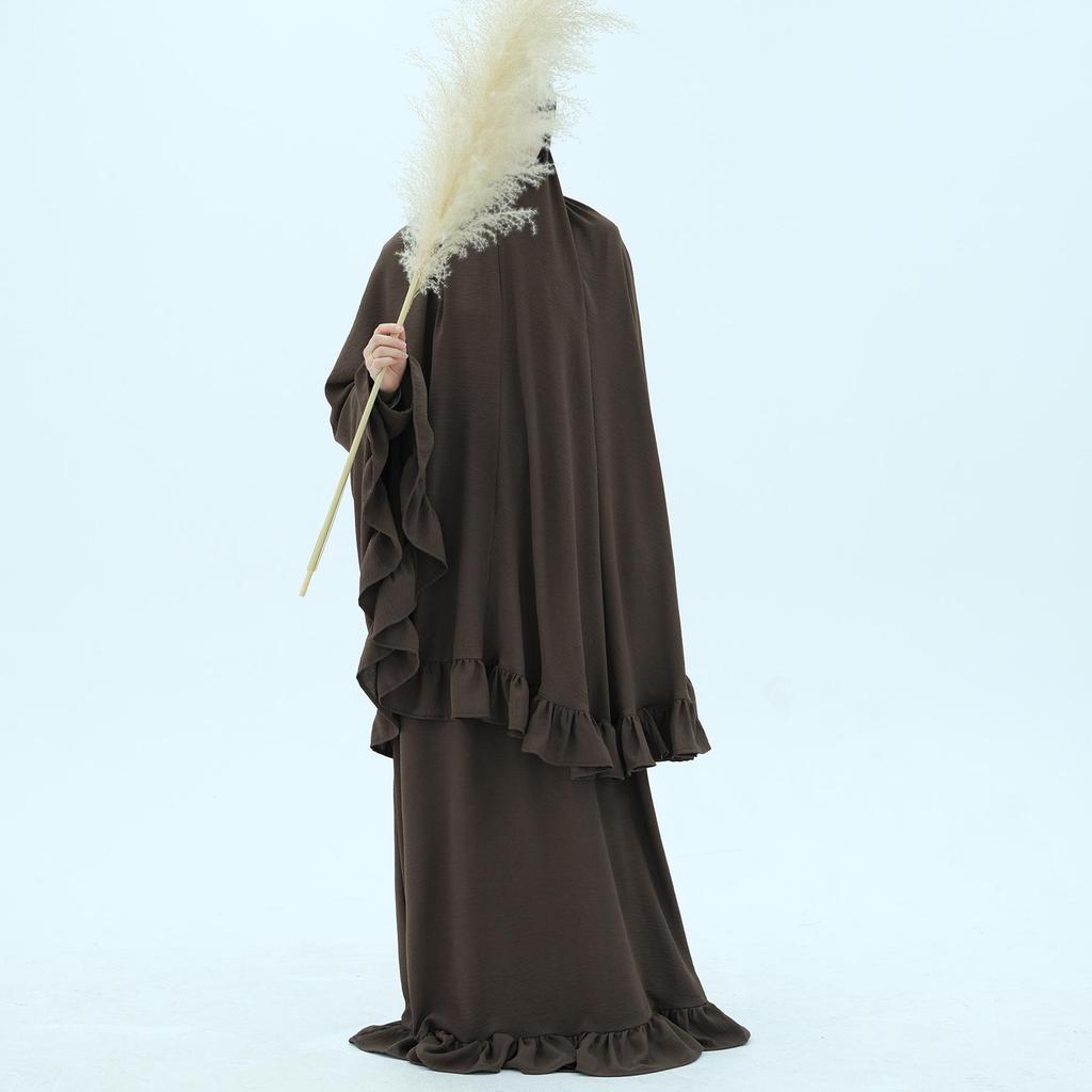 Loriya 2025 Solid Color Dress with Large Headscarf LR972