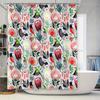 Botanical Bird Shower Curtain Tropical Nature Pattern Bathroom Decor Farmhouse Style Home Accent Tropical Leaves Floral Design M