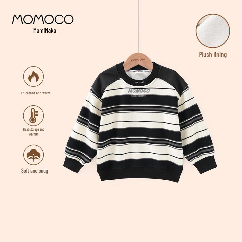 MOMOCO Boys Striped Patchwork Sweatshirt 130