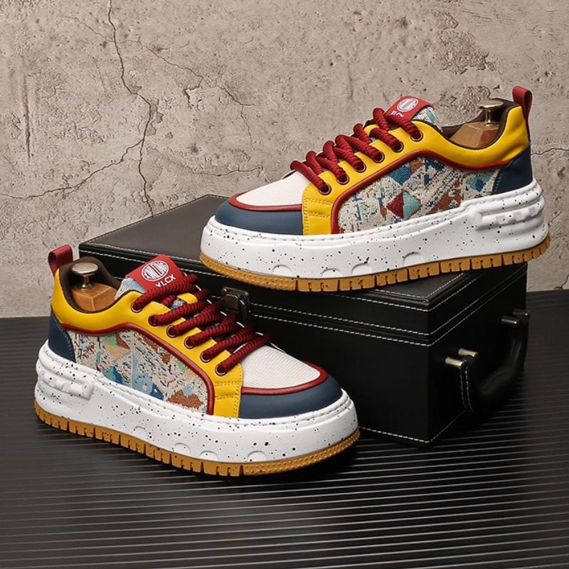 Fashion Trendy men's shoes, embroidered breathable mesh casual shoes, men's fashionable and versatile thick-soled board shoes b28