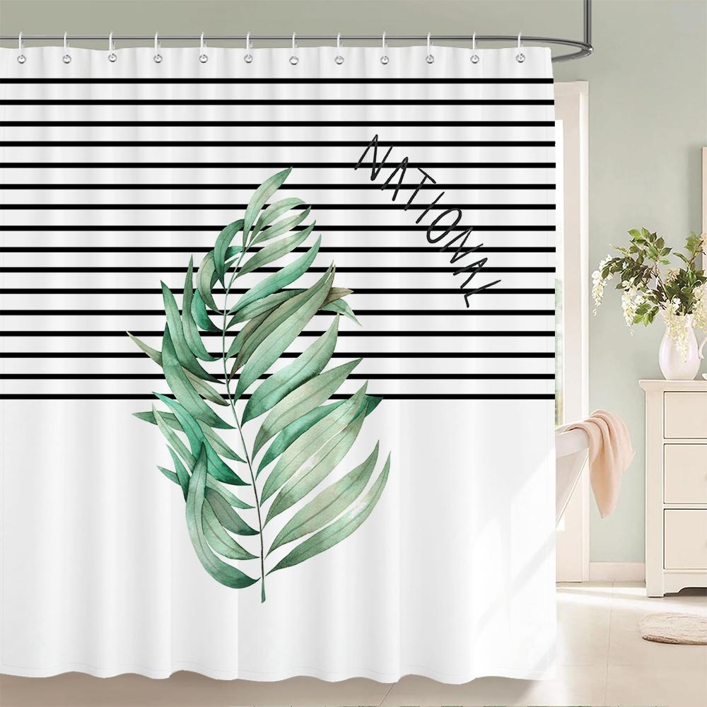 Tropical Plant Cactus Shower Curtain 180Cm *180Cm With Hooks, Floral Waterproof Shower Curtain, Shower Curtains For Bathroom