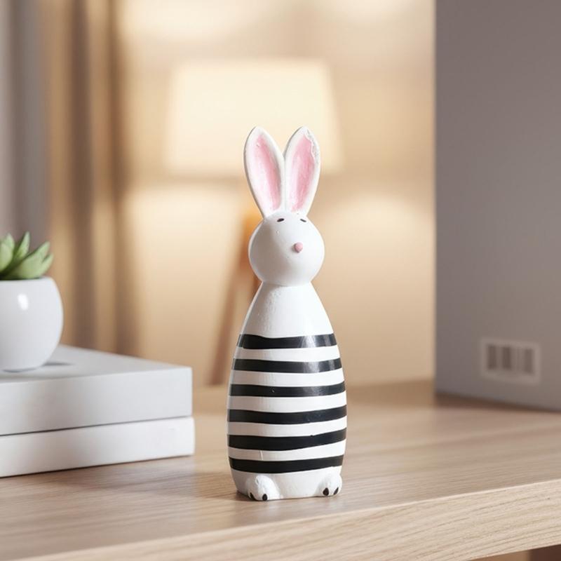 Wooden Bunnies Figurine Easter Rabbit Statue Indoor Easter Decoration Modern Art Spring Home Decors,Bunnies Sculpture