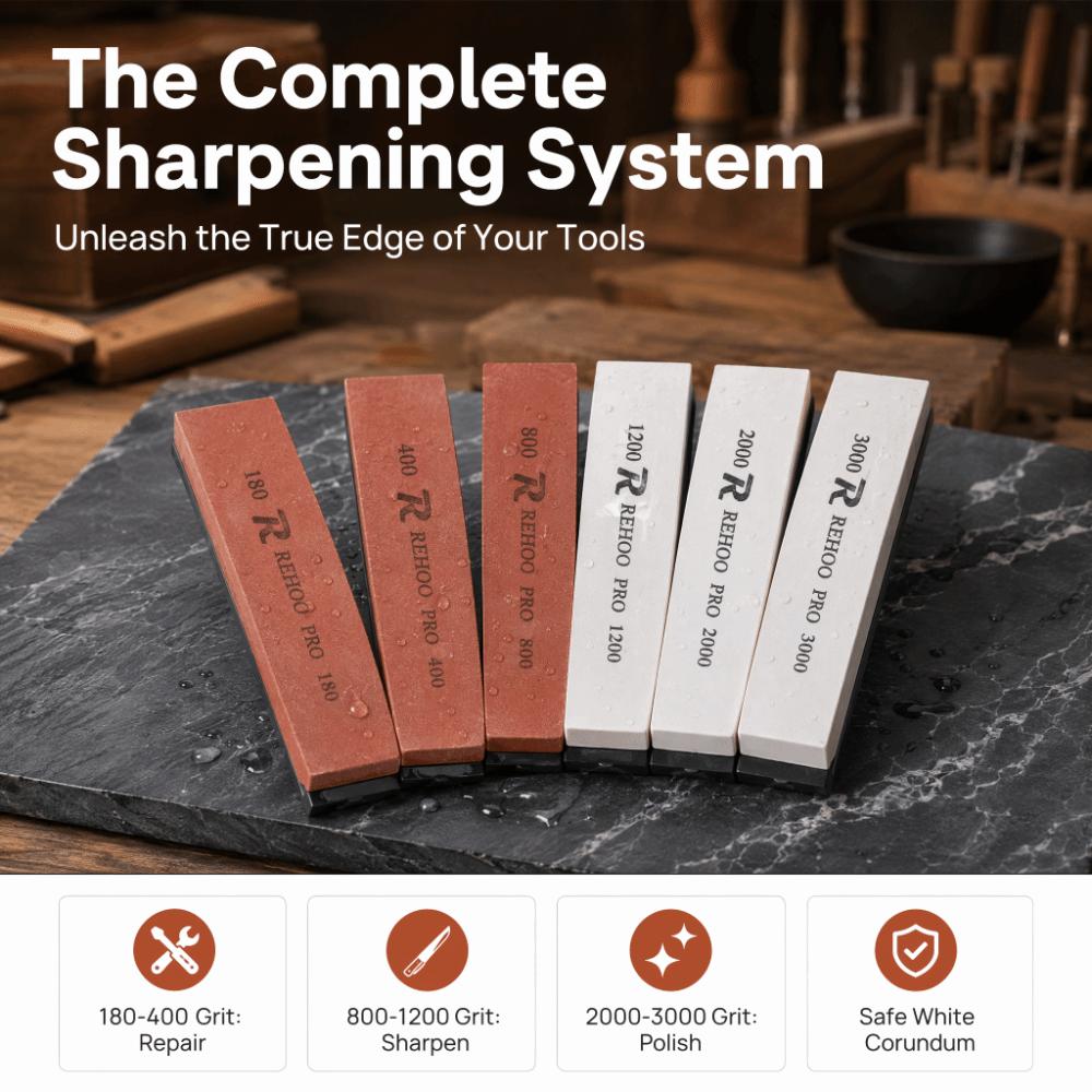 6 PCS White Reddish Brown Sharpening Stone Set White Corundum Whetstone Set Home Kitchen