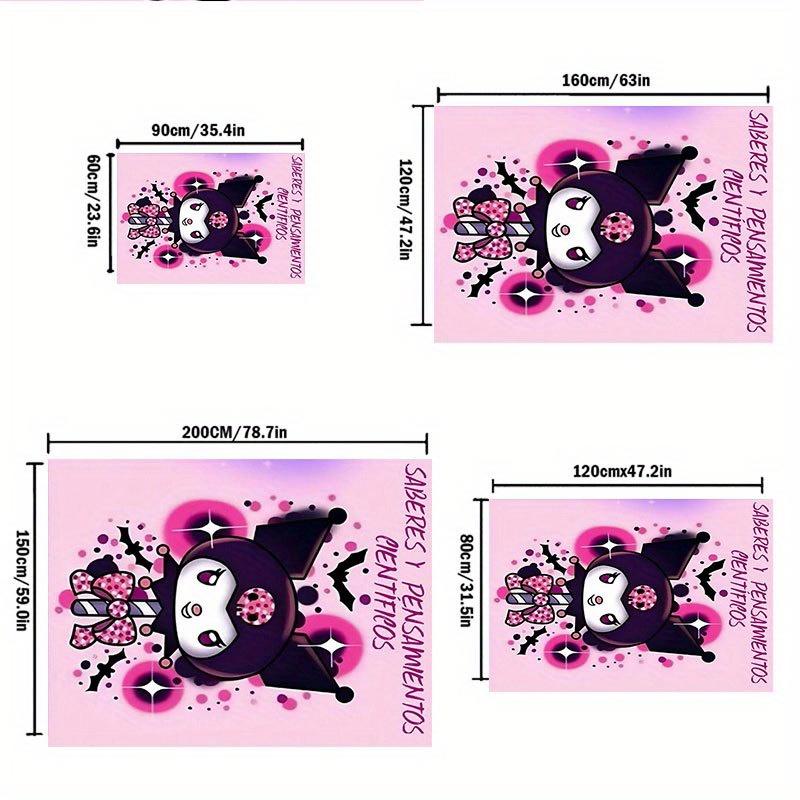 1pc Sanrio Kuromi Mermaid Printed Office Carpet Rectangle Rug Under The Table,Perfect Room Decor for Living Room, Bedroom, Kitchen, Non-slip Floor Mat