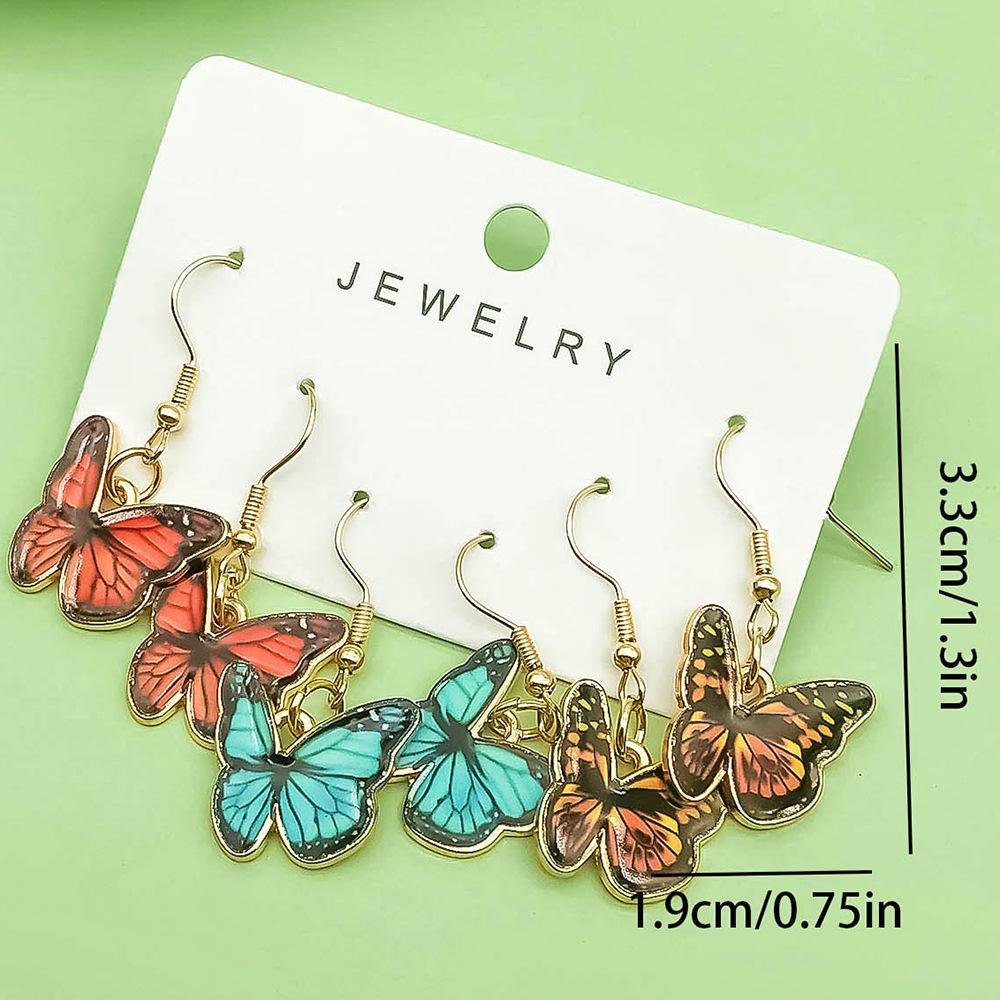 Colorful Butterfly Alloy Ear Hook Set: 3 Pairs of Fashion Earrings for Women