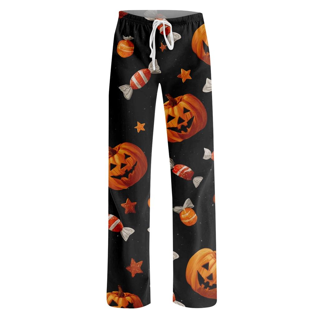 Women's Halloween Print Drawstring Pajama Pants - Soft Casual Sleep Pants with Fun Printed Pattern, Comfy Bottoms for Women, Relaxed Fit