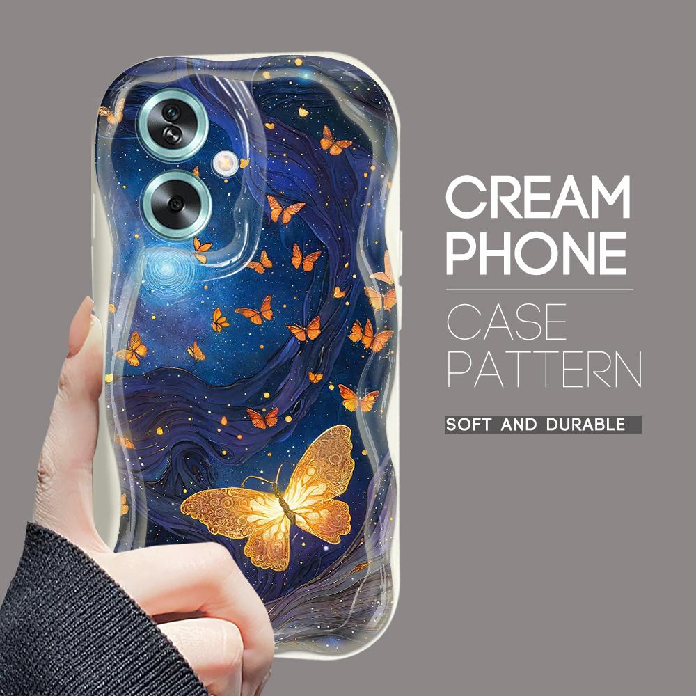 

Милый мультяшный узор, кремовая текстура, мягкий силиконовый чехол с волнистыми краями, чехол для телефона для OPPO Reno Realme Realme 13 Pro 5G