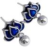 Blue Lotus Flower Earrings for Women Fresh Vintage Classic Art Enamel Tassel Short Earings Stud Party Jewelry Gifts