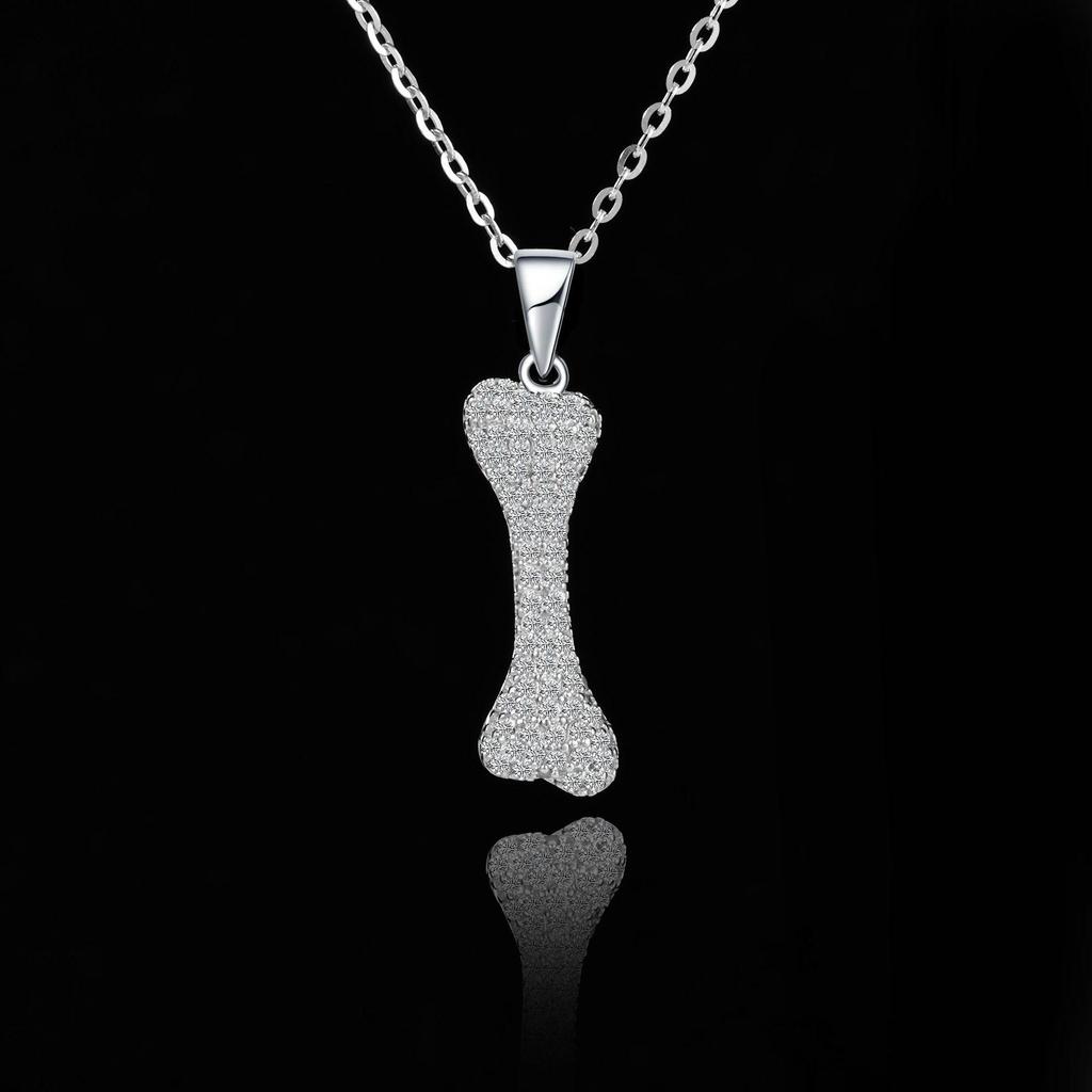 Wang Yibo Inspired S925 Silver Diamond Bone Necklace - Luxurious Unisex Pendant