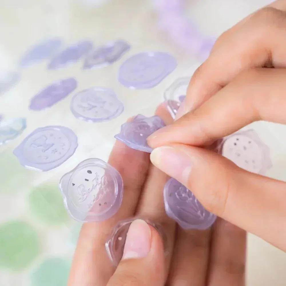 18 Stück Transparente vorgefertigte Wachsaufkleber, Selbstklebende Wachssiegelaufkleber Geburtstag Brautparty Party Geschenke Basteln Scrapbook Geschenk