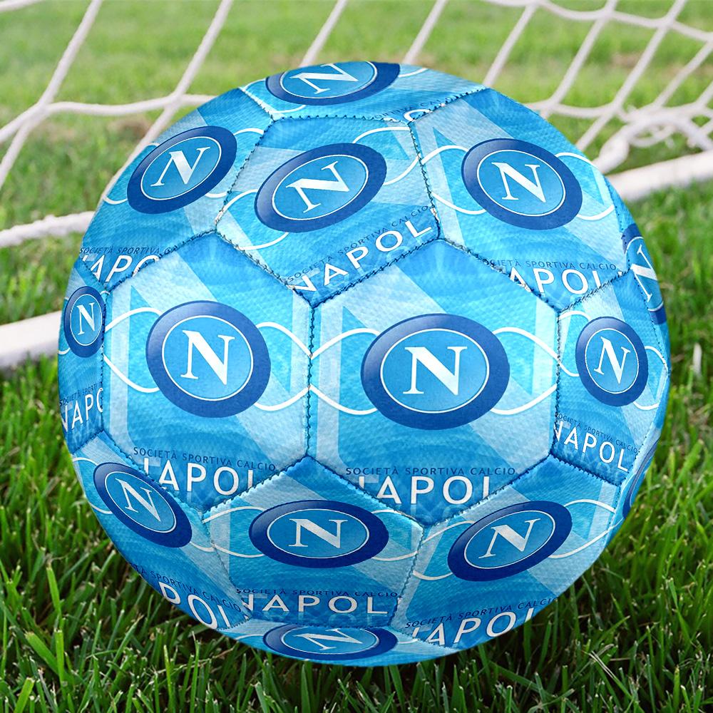 Pallone Calcio a 5 Indoor Napoli FC Taglia 5 Colorato Per Tutte le Età Cucito a Macchina PVC Pronto per la Competizione Resistente Alto Rimbalzo