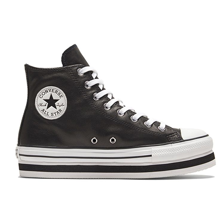 Converse All Star Platform Layer Slip Resistant Lightweight Durable High Top Skate Shoes Women Sneakers Black White 569722C