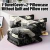 3pcs Halloween Pumpkin Monster Duvet Cover Set without Core Quilt Cover with 2 PillowcasesSoft and Machine Washable Duvet Cover