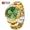 OFNS Men's Quartz Watch: Fashionable Business Design, Six-Hand Dial, Calendar, Solid Steel Band, Waterproof.