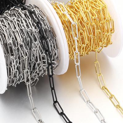 5Yards/Roll 12x4mm Paperclip Iron Chain Metal Bulk Link Chains For Jewelry Making DIY Necklace Bracelets Accessories Wholesale