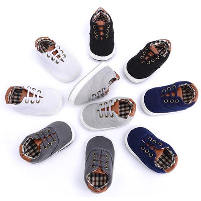 Frühlings- und Herbst-Schnürschuhe aus Canvas mit Spitze und weicher Sohle für Kleinkinder (0-1 Jahr) - D712