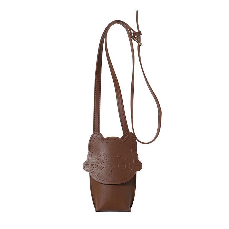 Exquisite and Cute Mini Kitten Pu Women's Mobile Phone Change Bag 24 Spring New Shoulder Messenger Bag