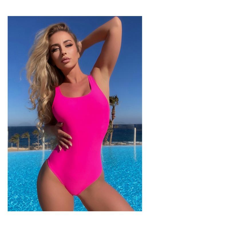 Women S Sexy Solid Slim Fit One Piece Swimsuit