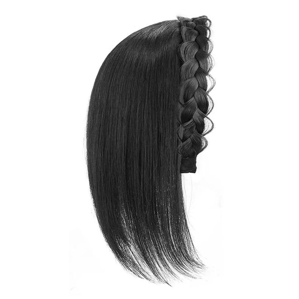 Headband with bangs integrated wig replacement piece for women, braided simulation, no bangs, fishbone headband, replacement piece, half headgear