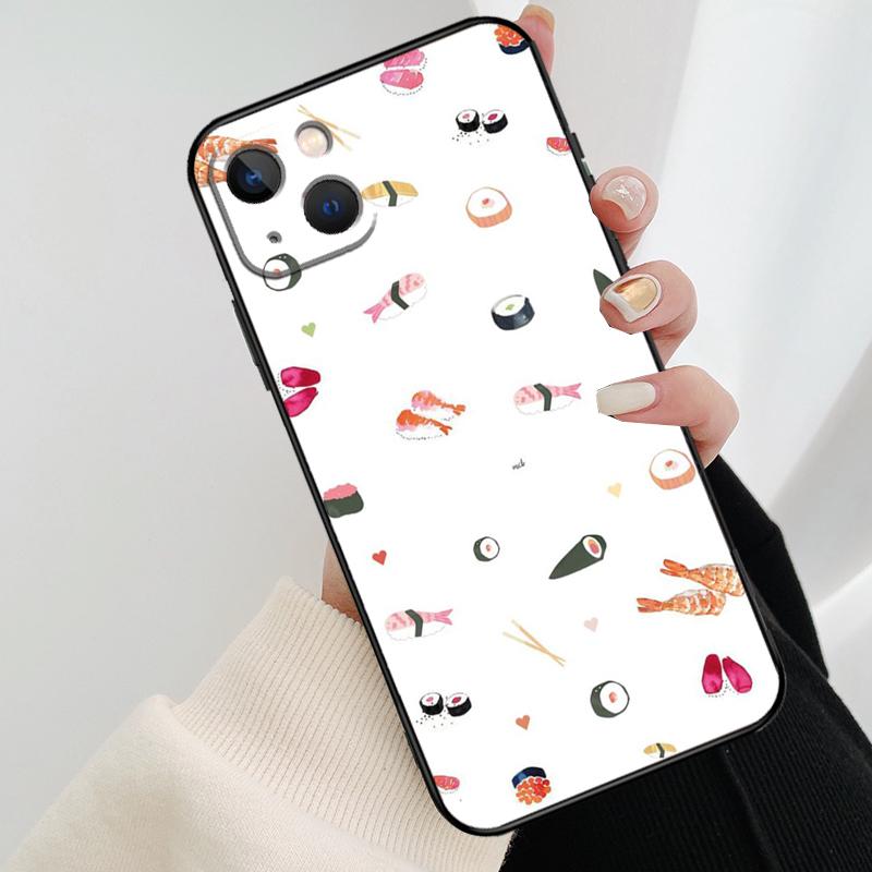 Kawaii Sushi Pattern Phone Case For iPhone 17 Pro Max 15 14 13 11 12 16 Pro Max mini 15 16 Plus 16e 17 Air Cover