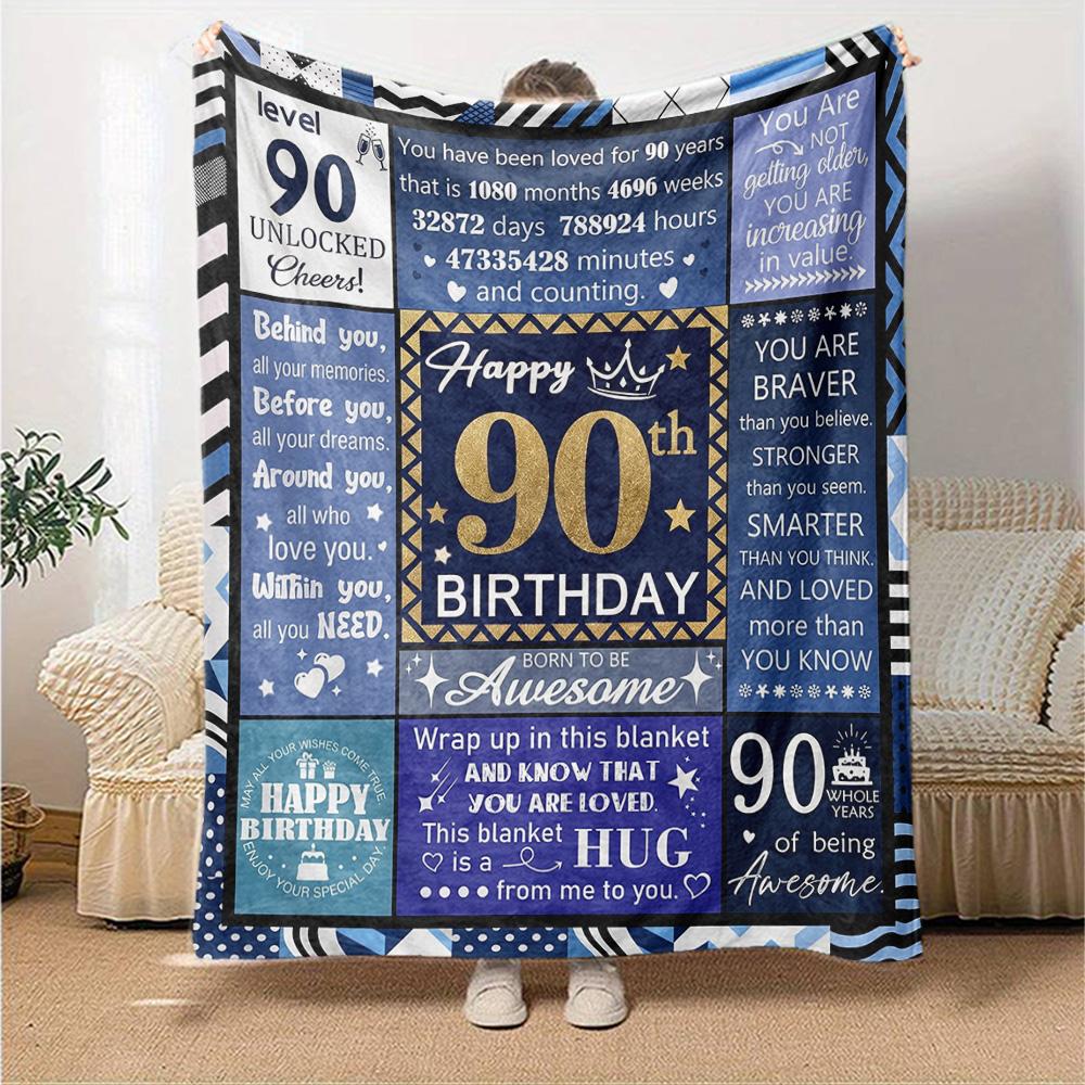 90Th Birthday Celebration Throw Blanket Durable Comfort for Sofa Couch Office Bed Picnics Four Seasons Universal Gift Camping Accessory Y26