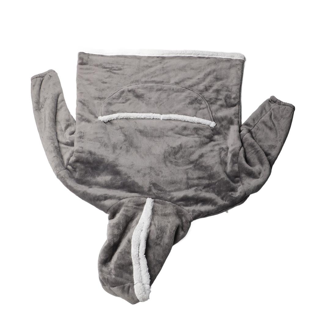 Women Blanket Hoodie Warm Oversized Mid Length Pure Color Flannel Lady Blanket Swearshirt with Pocket for Fall Winter